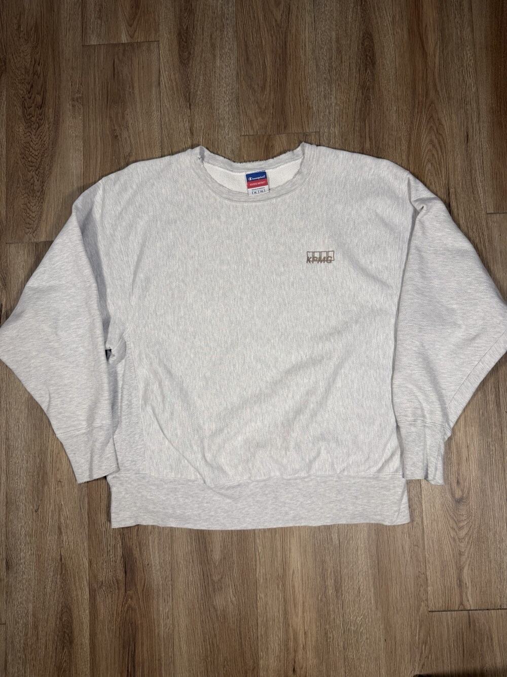 Mens Vintage size L Grey Grunge Style Champion Reverse Weave Pullover Crewneck